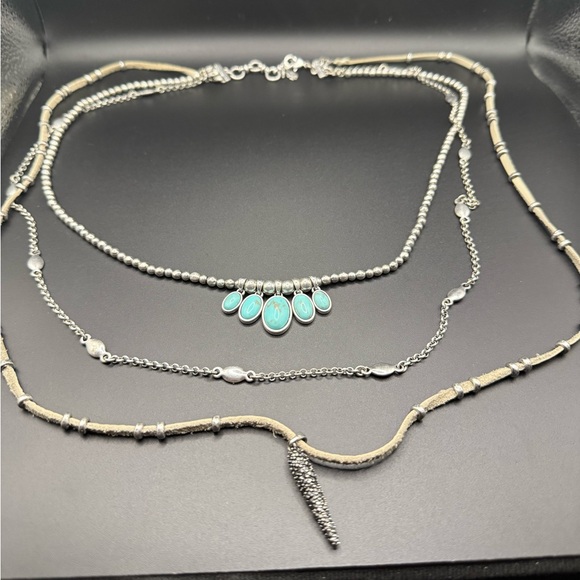 Lucky Brand Jewelry - Lucky Brand Silver Tone and Turquoise Layered Necklace Set